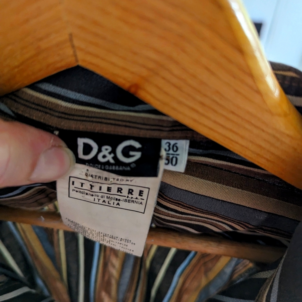Dolce & Gabbana Brown and Black Striped Button-Down Shirt